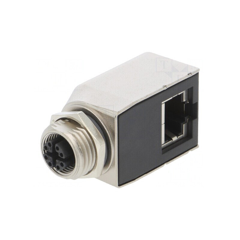 Adaptor M12 Mamă RJ45 Soclu IP67 | Electronic-mag.ro | Componente Electronice