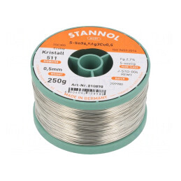 Sârmă de lipit fără plumb 0,5mm 0,25kg | Electronic-mag.ro | Componente Electronice