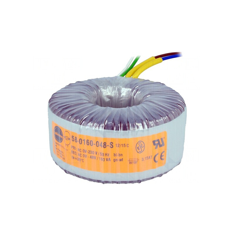 Transformator toroidal 160VA 230V 48V 3,333A cabluri | Electronic-mag.ro | Componente Electronice