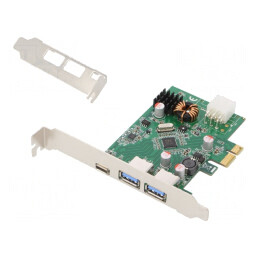 Card Extensie PCIe USB 3.2 x2 USB-A și USB-C