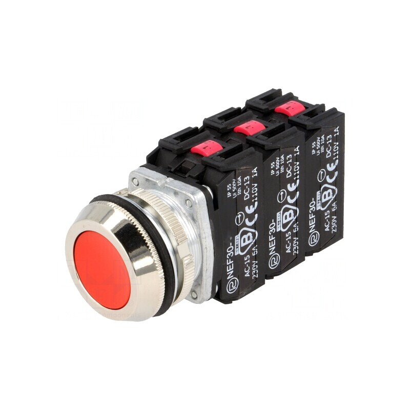 Comutator Push 30mm Roșu IP56 | Electronic-mag.ro | Componente Electronice