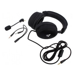 Căști cu Microfon Negru Jack 3,5mm USB 2,2m | Electronic-mag.ro | Componente Electronice