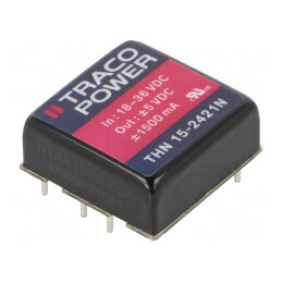 Convertor DC/DC 15W 18-36V la 5V/-5V 1x1 THN 15-2421N | Electronic-mag.ro | Componente Electronice