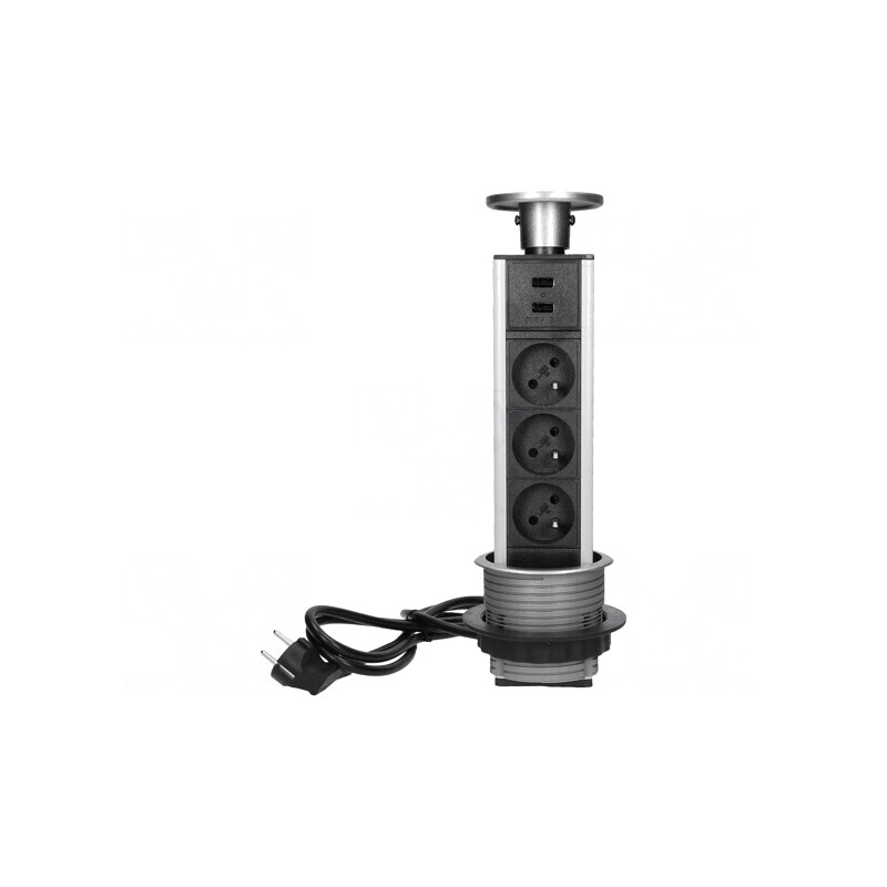 Prelungitor cu prize IP20 pentru mobilier 3680W Ø82mm | Electronic-mag.ro | Componente Electronice