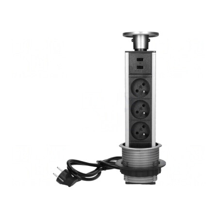Prelungitor cu prize IP20 pentru mobilier 3680W Ø82mm | Electronic-mag.ro | Componente Electronice