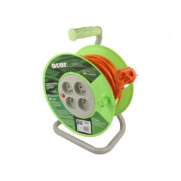 Prelungitor Bobinat cu 4 Prize PVC Portocaliu 3x1mm2 | Electronic-mag.ro | Componente Electronice