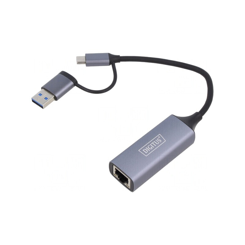 Adaptor USB la Ethernet Rapid USB 3.1 Gri 0,15m | Electronic-mag.ro | Componente Electronice
