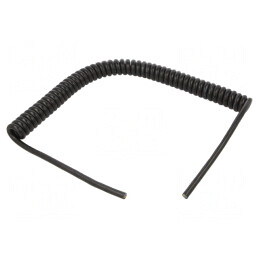 Cablu: spiralat | H07BQ-F | 3G1,5mm2 | neecranat | PUR | negru | 0,5m | 2m | 84919