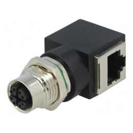 Adaptor M12 Mamă RJ45 Soclu IP67 8 PIN | Electronic-mag.ro | Componente Electronice