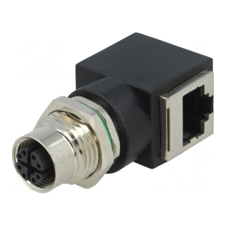Adaptor M12 Mamă RJ45 Soclu IP67 8 PIN | Electronic-mag.ro | Componente Electronice