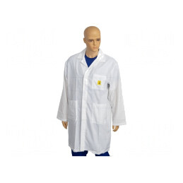 Halat ESD Bărbați XXL Bumbac Alb Fibră de Carbon | Electronic-mag.ro | Componente Electronice