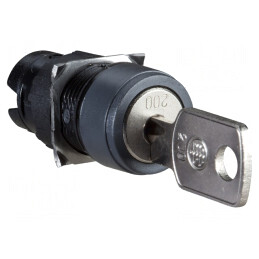 Comutator rotativ cu cheie 16mm negru 2 poziții stabilizate | Electronic-mag.ro | Componente Electronice