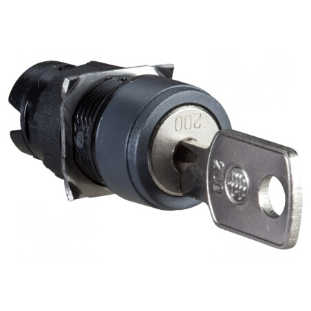 Comutator rotativ cu cheie 16mm negru 2 poziții stabilizate | Electronic-mag.ro | Componente Electronice