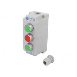 Casetă de comandă ST22 cu 3 butoane IP65 plastic | Electronic-mag.ro | Componente Electronice