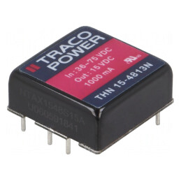 Convertor DC/DC 15W 36-75V la 15V 1A THN 15-4813N | Electronic-mag.ro | Componente Electronice
