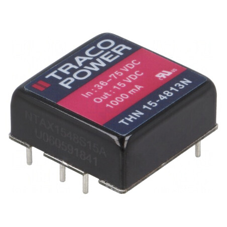 Convertor DC/DC 15W 36-75V la 15V 1A THN 15-4813N | Electronic-mag.ro | Componente Electronice