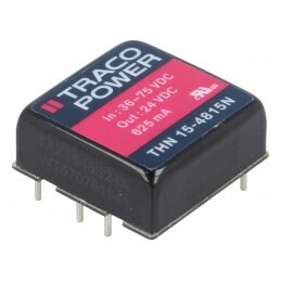 Convertor DC/DC 15W 36-75V la 24V 625mA THN 15-4815N | Electronic-mag.ro | Componente Electronice