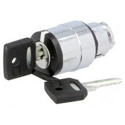 Comutator rotativ cu cheie 22mm negru 2 poziții | Electronic-mag.ro | Componente Electronice