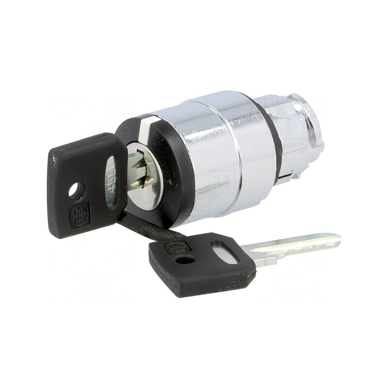 Comutator rotativ cu cheie 22mm negru 2 poziții | Electronic-mag.ro | Componente Electronice