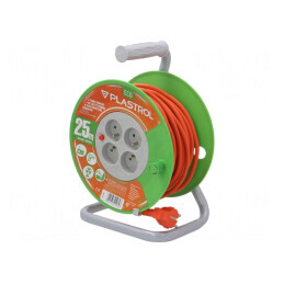 Prelungitor Bobinat 4 Prize PVC Portocaliu 3x1mm2 | Electronic-mag.ro | Componente Electronice