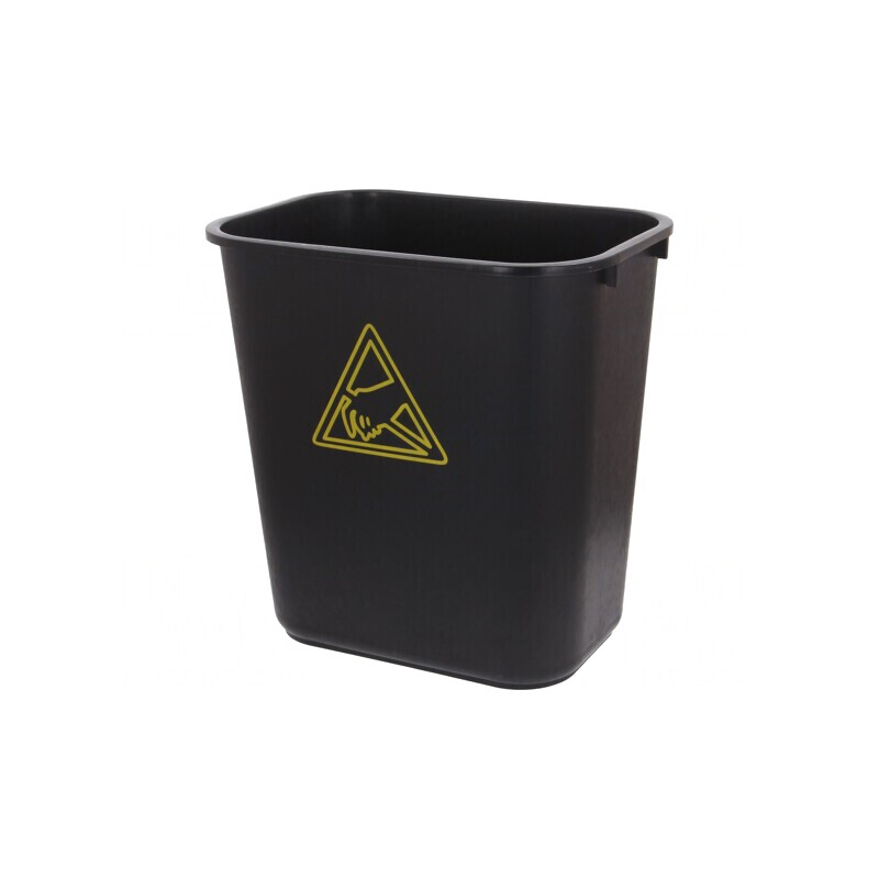 Coș de gunoi ESD 35L polipropilenă neagră | Electronic-mag.ro | Componente Electronice