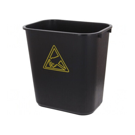 Coș de gunoi ESD 35L polipropilenă neagră | Electronic-mag.ro | Componente Electronice