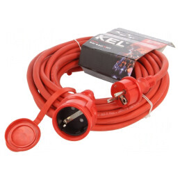 Prelungitor electric roșu 10m 16A 3x2,5mm2