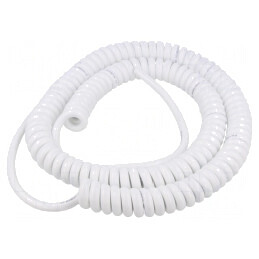 Cablu spiralat 2x1,5mm2 neecranat PUR alb 1m-3,5m