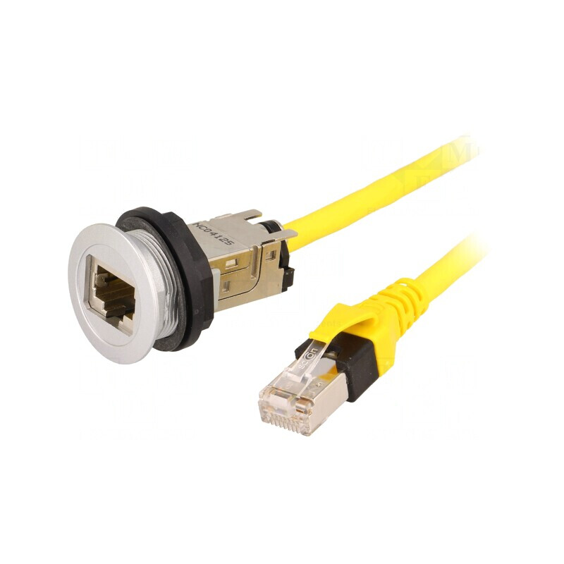 Soclu RJ45 Ø22mm IP20 Argintiu | Electronic-mag.ro | Componente Electronice