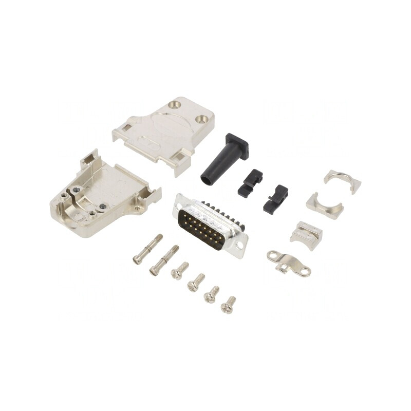 Conector D-Sub 15 pini tată drept cu terminal șurub pe cablu | Electronic-mag.ro | Componente Electronice