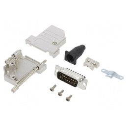 Conector D-Sub 15 Pin Tată 45° Terminal Șurub pe Cablu | Electronic-mag.ro | Componente Electronice