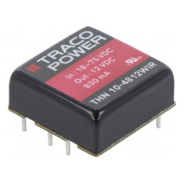 Convertor DC/DC 10W 18-75V la 12V 830mA THN 10-4812WIR | Electronic-mag.ro | Componente Electronice