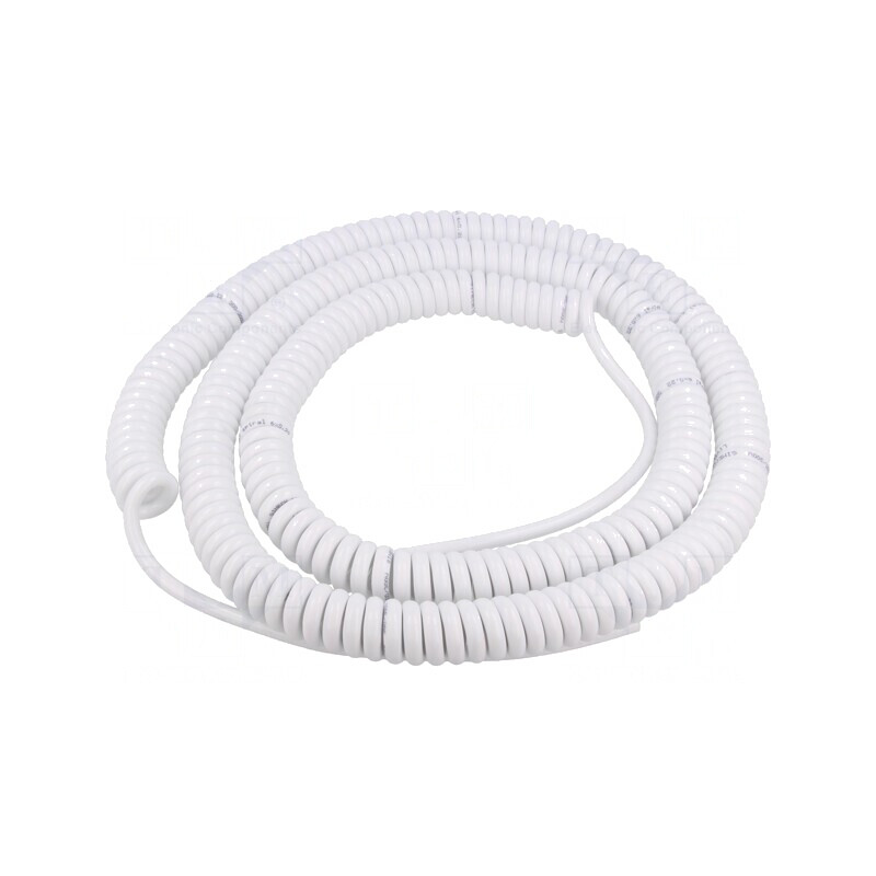 Cablu spiralat neecranat PUR alb 1,5m 6x0,22mm2 300V | Electronic-mag.ro | Componente Electronice