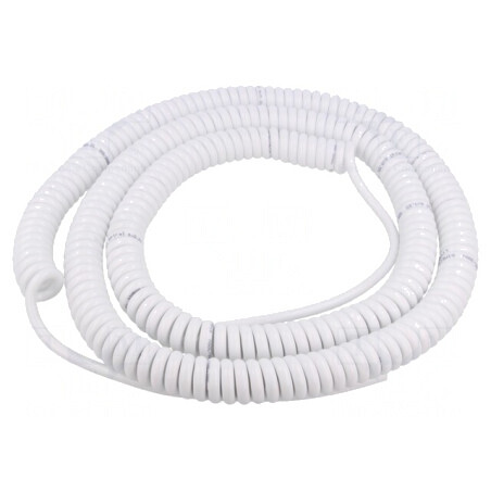 Cablu spiralat neecranat PUR alb 1,5m 6x0,22mm2 300V | Electronic-mag.ro | Componente Electronice