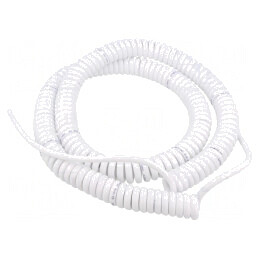 Cablu spiralat neecranat PUR alb 1,5m 300V