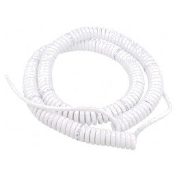 Cablu spiralat neecranat PUR alb 1,5m 300V | Electronic-mag.ro | Componente Electronice