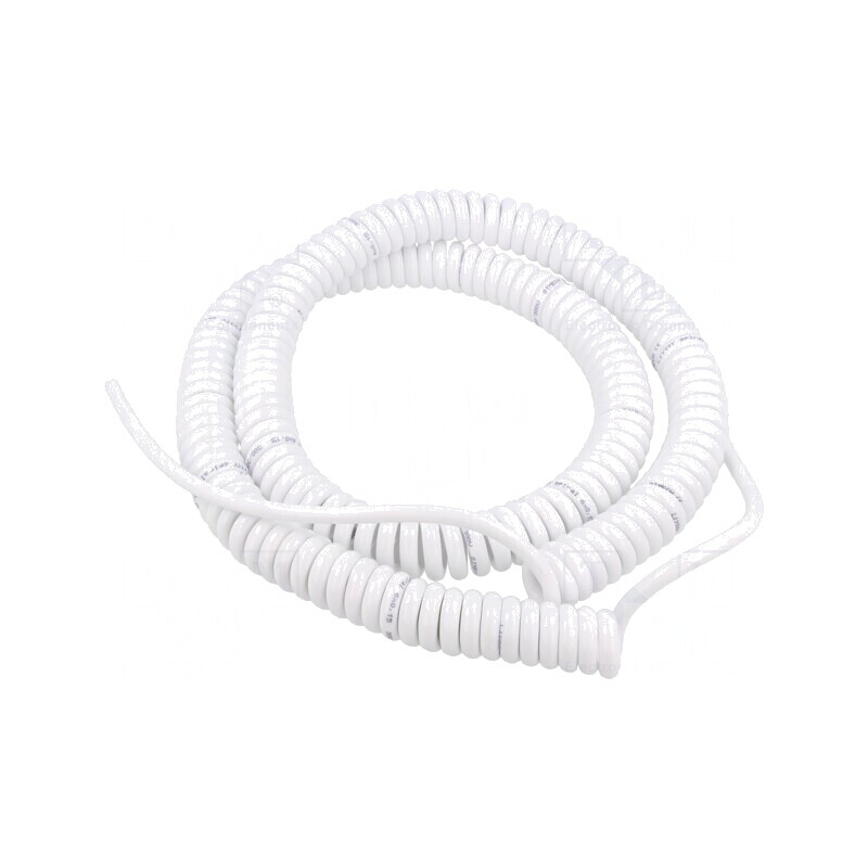 Cablu spiralat neecranat PUR alb 1,5m 300V | Electronic-mag.ro | Componente Electronice