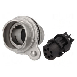 Conector Circular Soclu Mamă 6 PIN Buccaneer 7000 Nichelat | Electronic-mag.ro | Componente Electronice