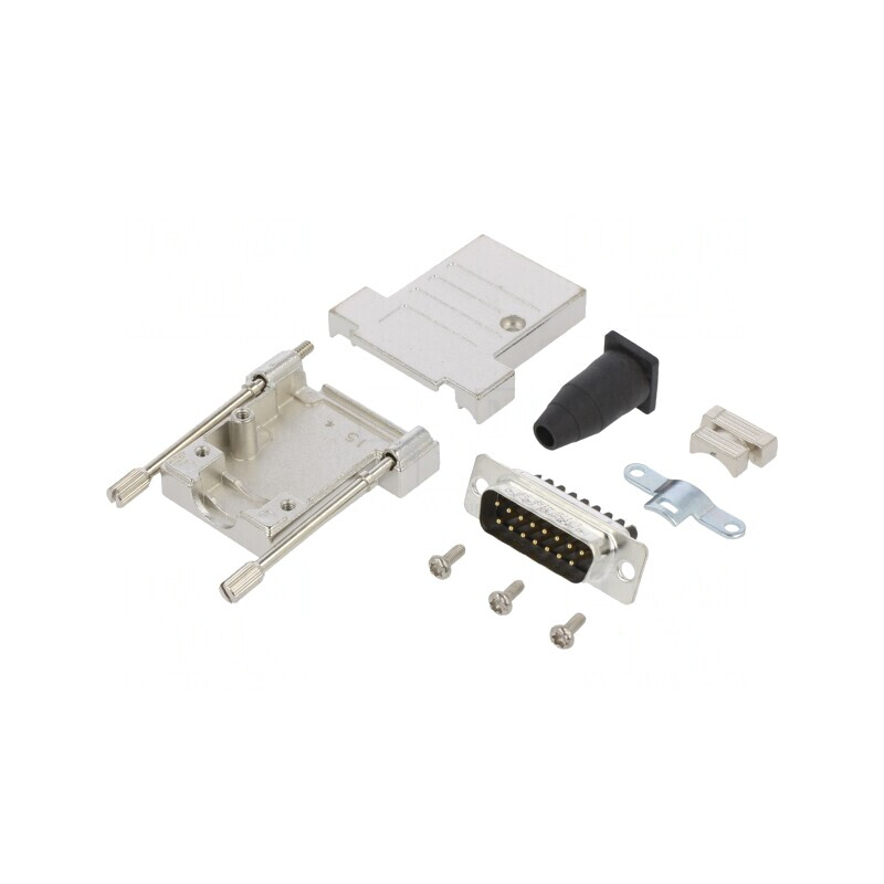 Conector D-Sub 15 Pini Tată cu Terminal Șurub pe Cablu | Electronic-mag.ro | Componente Electronice