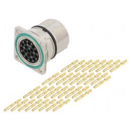 Conector M23 Soclu PIN 17 Mamă Crimpat Drept Aurit IP67 | Electronic-mag.ro | Componente Electronice
