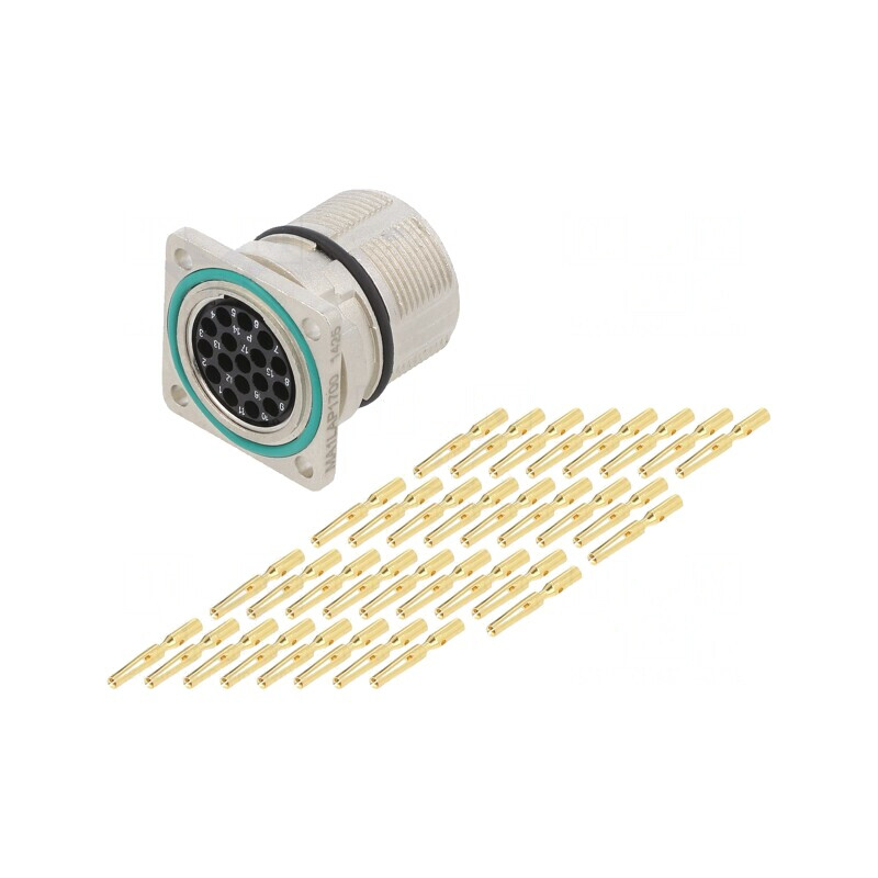 Conector M23 Soclu PIN 17 Mamă Crimpat Drept Aurit IP67 | Electronic-mag.ro | Componente Electronice