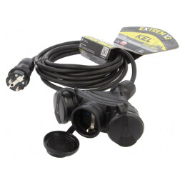 Prelungitor Alimentare Negru 5m 16A 3 Prize | Electronic-mag.ro | Componente Electronice