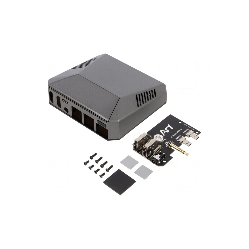 Carcasă Aluminiu Gri pentru Raspberry Pi 4 B | Electronic-mag.ro | Componente Electronice