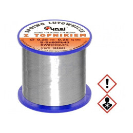 Sârmă de lipit cu plumb Sn60Pb40 0,25mm 0,25kg 190°C | Electronic-mag.ro | Componente Electronice