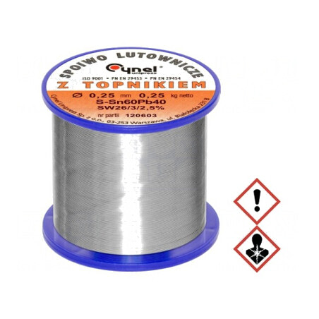 Sârmă de lipit cu plumb Sn60Pb40 0,25mm 0,25kg 190°C | Electronic-mag.ro | Componente Electronice
