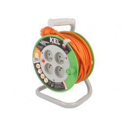 Prelungitor Bobinat 10m 4 Prize Portocaliu PVC | Electronic-mag.ro | Componente Electronice