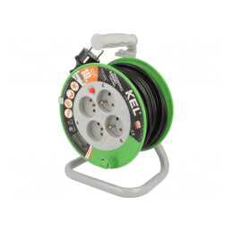 Prelungitor Alimentare Bobinat 4 Prize Negru PVC 3x1,5mm2 | Electronic-mag.ro | Componente Electronice