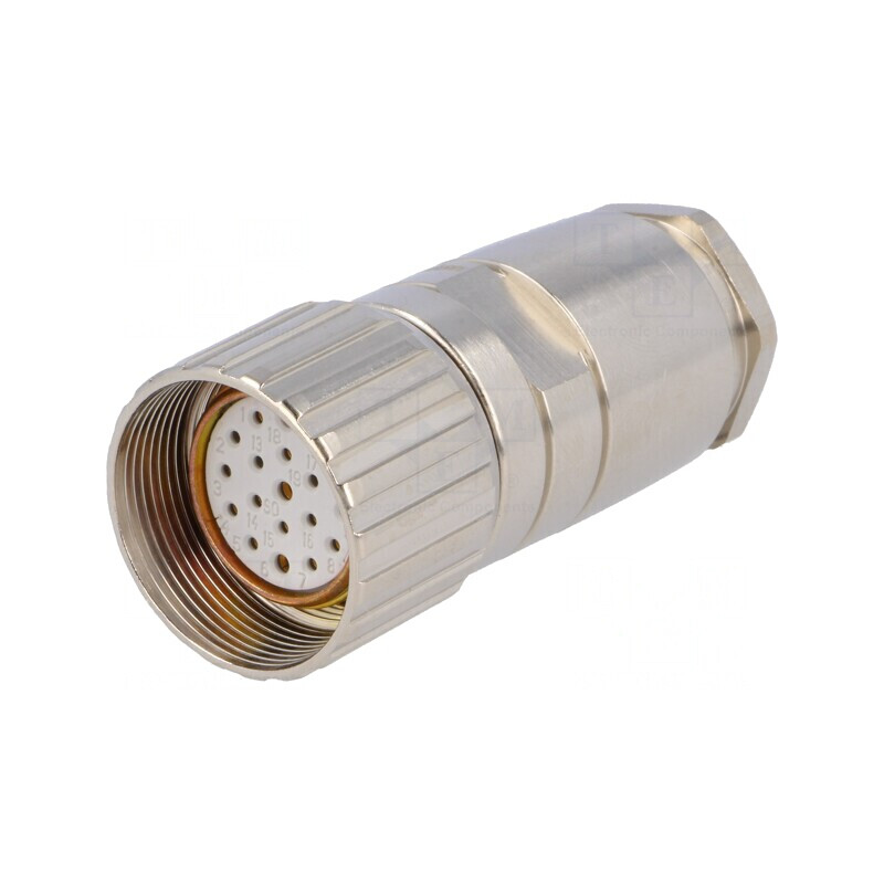 Conector M23 Mufă Mamă 19PIN Lipire pe Cablu Drept | Electronic-mag.ro | Componente Electronice