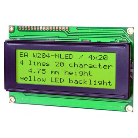 Afişaj LCD Alfanumeric 20x4 Galben-Verde LED | Electronic-mag.ro | Componente Electronice