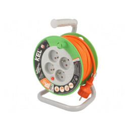 Prelungitor Bobinat cu 4 Prize PVC Portocaliu 3x1mm2 | Electronic-mag.ro | Componente Electronice